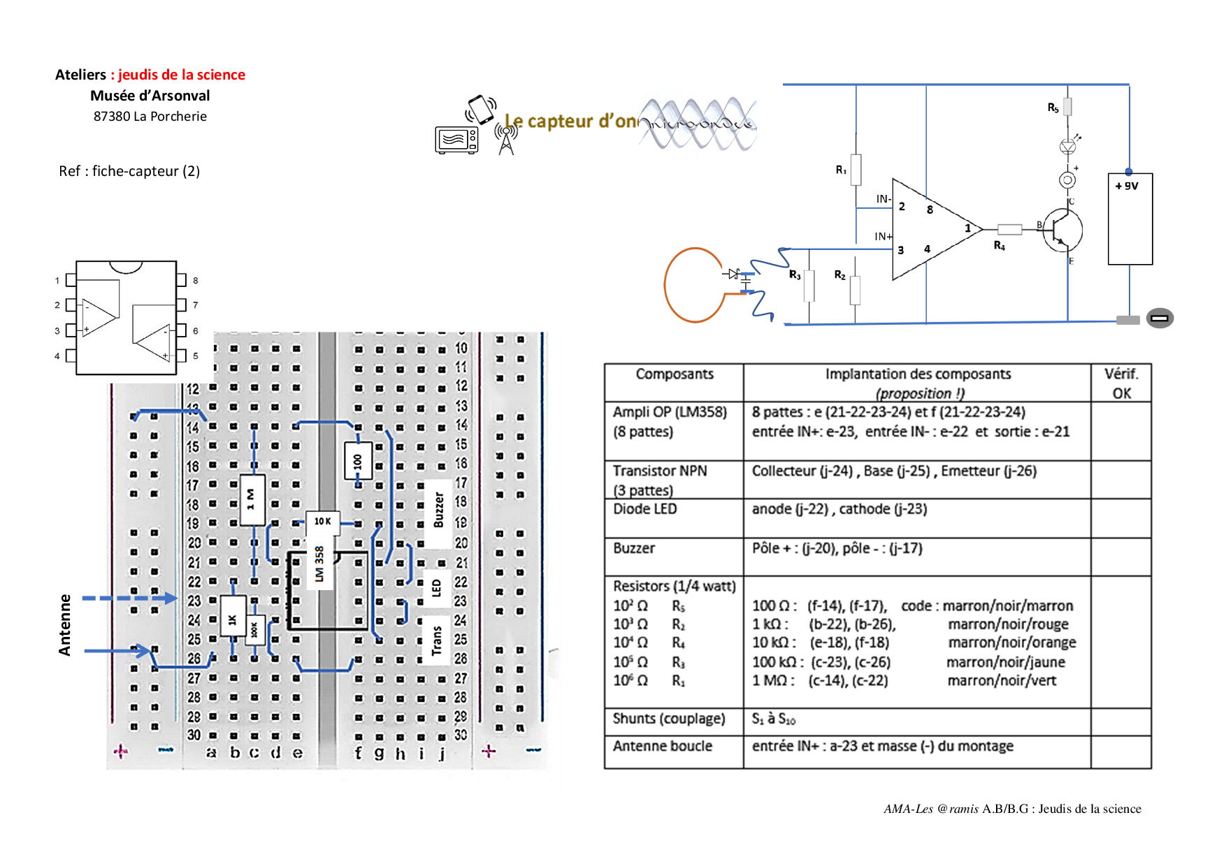 Fiche du capteur avec un ampli OP