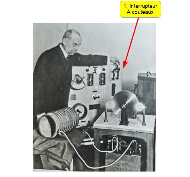 Année 1900, le professeur d’Arsonval &nbsp;présente son nouveau générateur d’électrothérapie en hautes fréquences utilisant un &nbsp;«éclateur tournant».