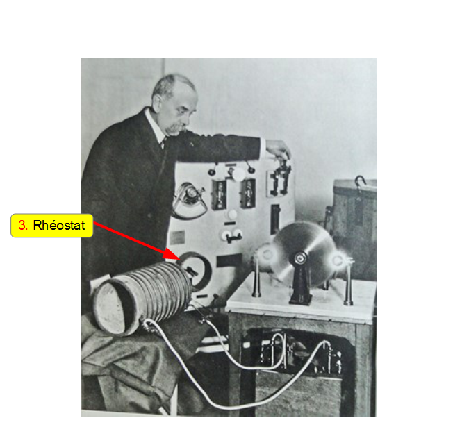 Année 1900, le professeur d’Arsonval &nbsp;présente son nouveau générateur d’électrothérapie en hautes fréquences utilisant un &nbsp;«éclateur tournant».